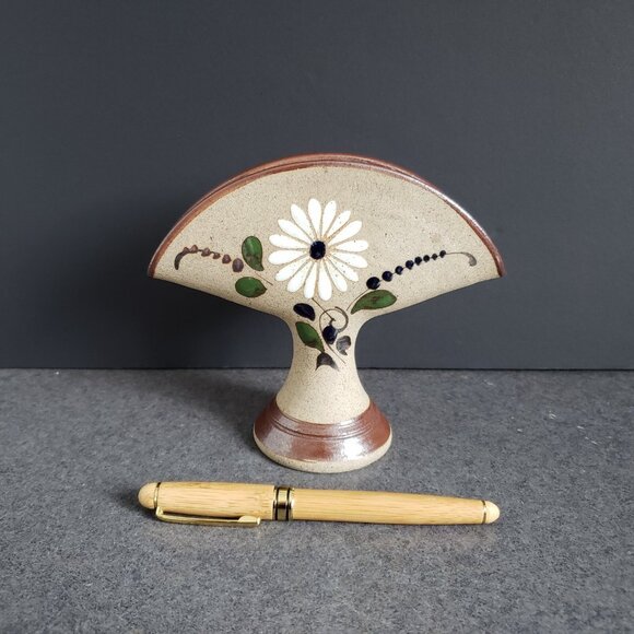 Tonala Sandstone Mexican Pottery Napkin Holder Letter Holder Footed Vintage - Picture 6 of 6